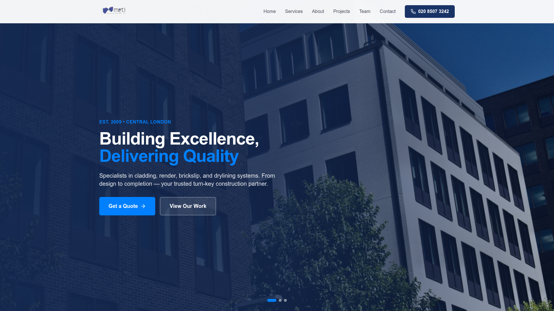 Meti Building Services — Projekt i WebFaqe