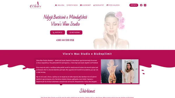 Faqe interneti për Vlora Wax Studio, qendër estetike