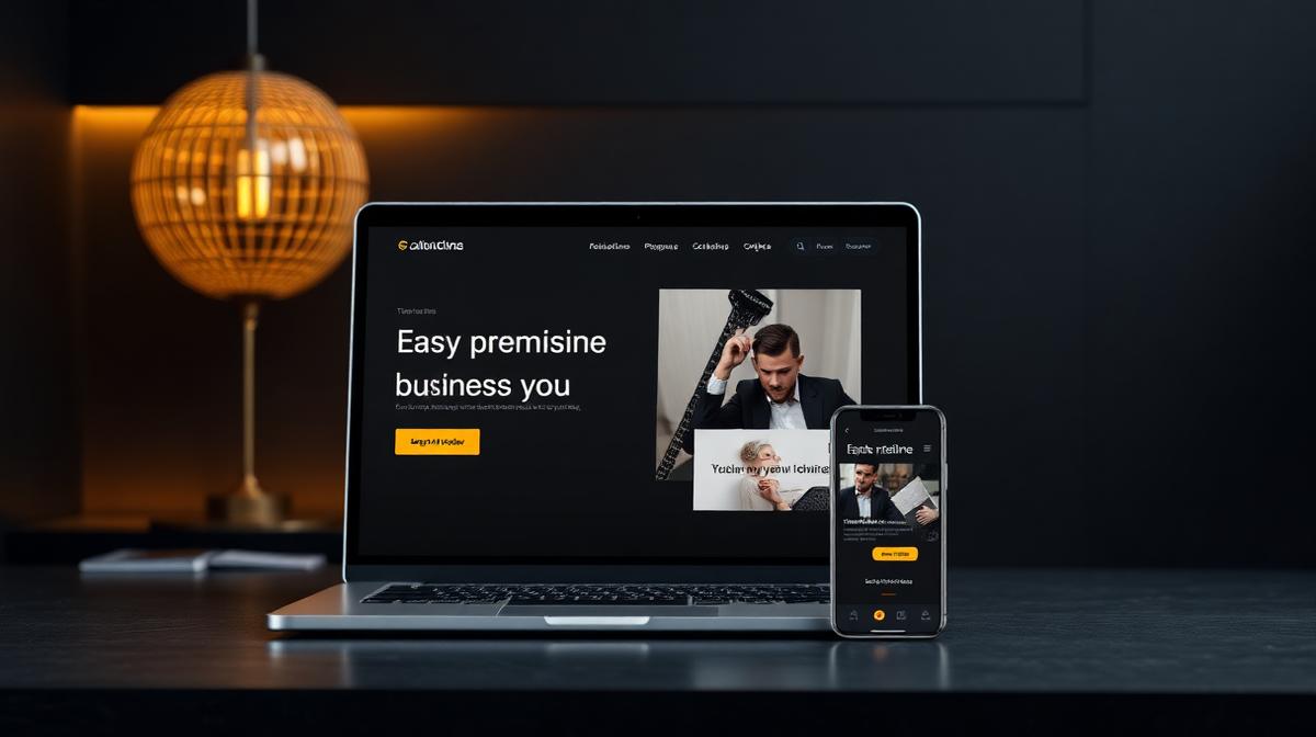 Mockup i një webfaqe profesionale biznesi në laptop dhe telefon